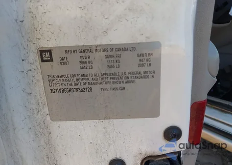 2007 Chevrolet Impala Ls from USA, damaged, VIN 2G1WB55K879362128